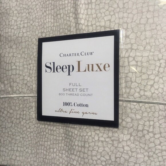 new Charter Club Sleep Luxe 800 TC 100% Cotton FULL Sheet Set - Pebble Pattern - Picture 2 of 11
